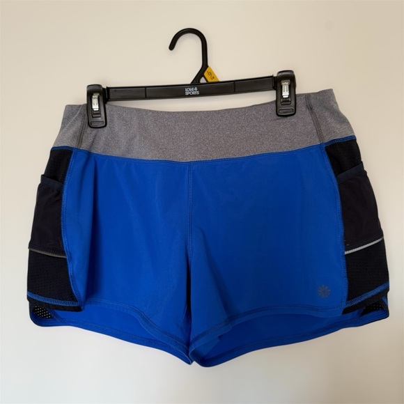 Athleta Ready Set Go Running Lined Blue, Gray and Black Sport Short Size Medium - Picture 1 of 3